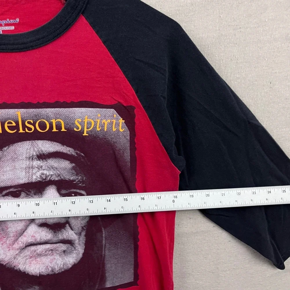 VTG Champion Willie Nelson Spirit Shirt M Red Black Raglan 3/4 Sleeve Graphic - Picture 7 of 10